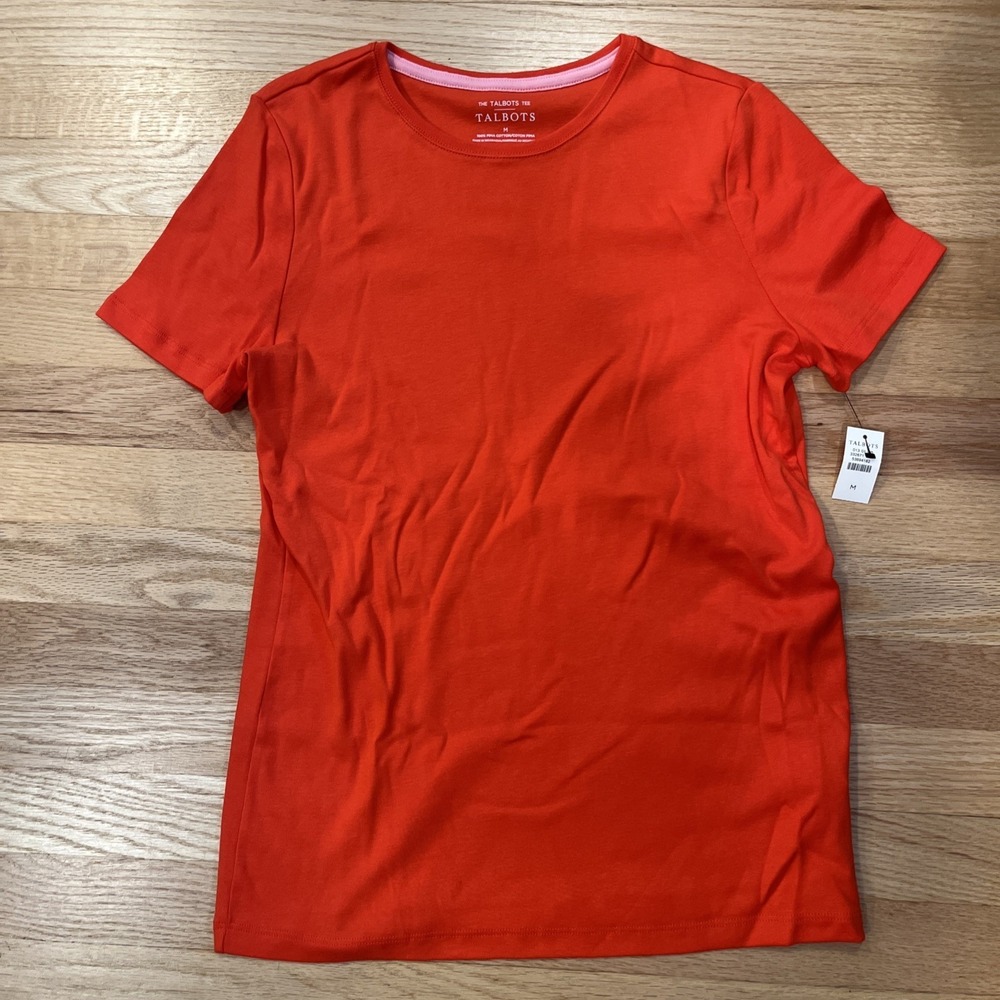 Talbots NEW Tee Shirt T-Shirt Orange  Pima Cotton M Medium NWT
